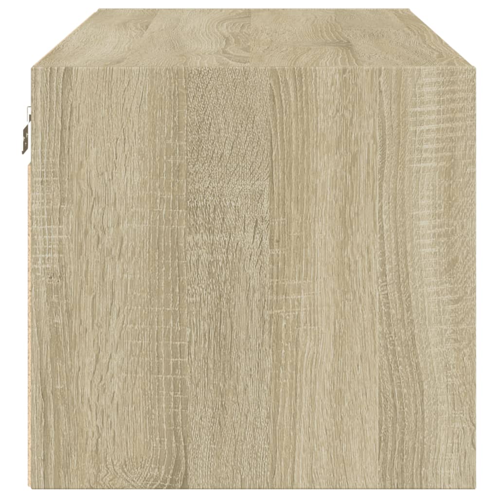 Armário de parede c/ portas vidro 102x37x35 cm carvalho sonoma