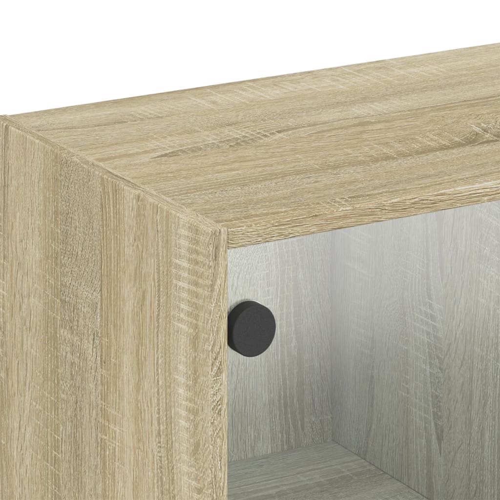 Armário de parede c/ portas vidro 102x37x35 cm carvalho sonoma