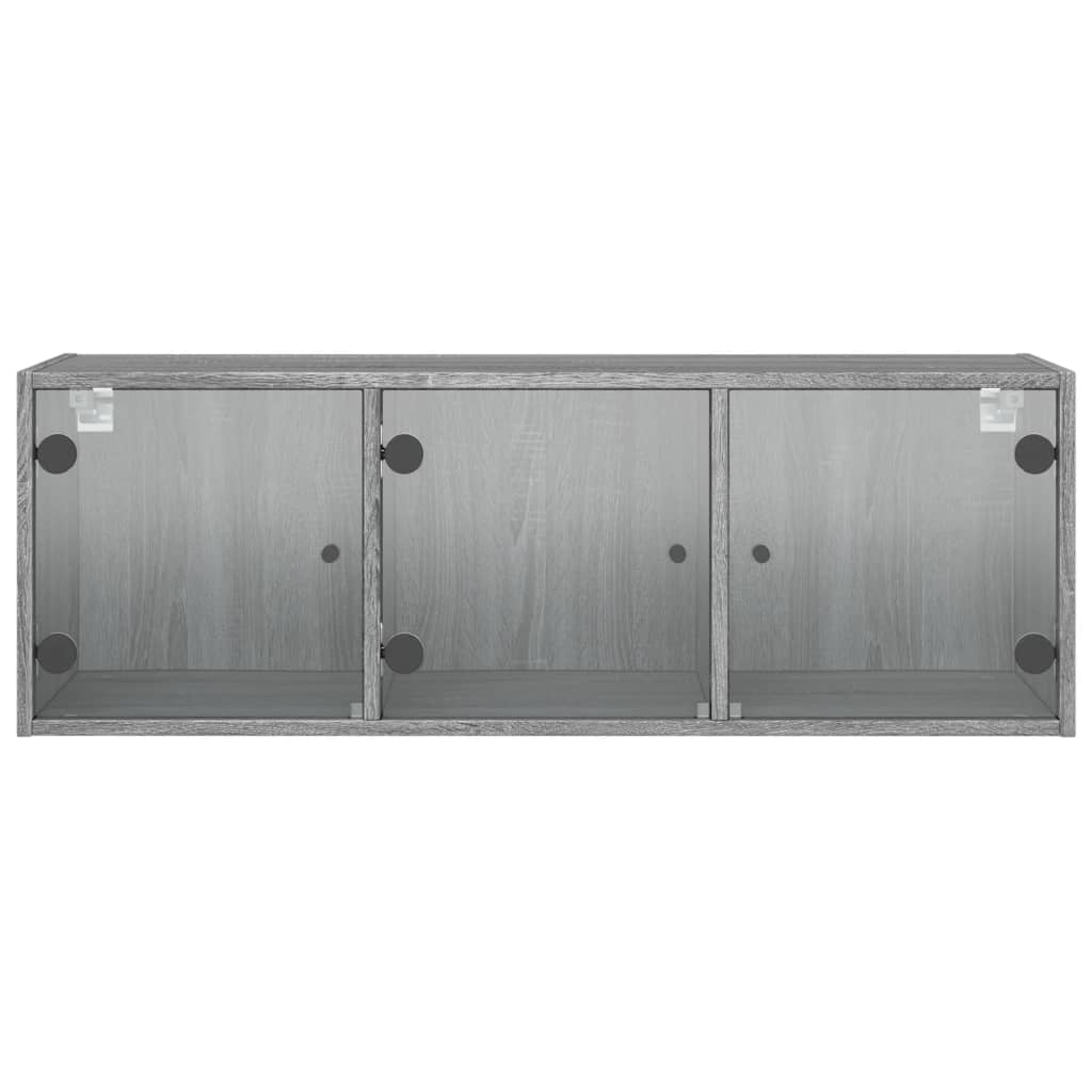 Armário de parede c/ portas de vidro 102x37x35 cm cinza sonoma