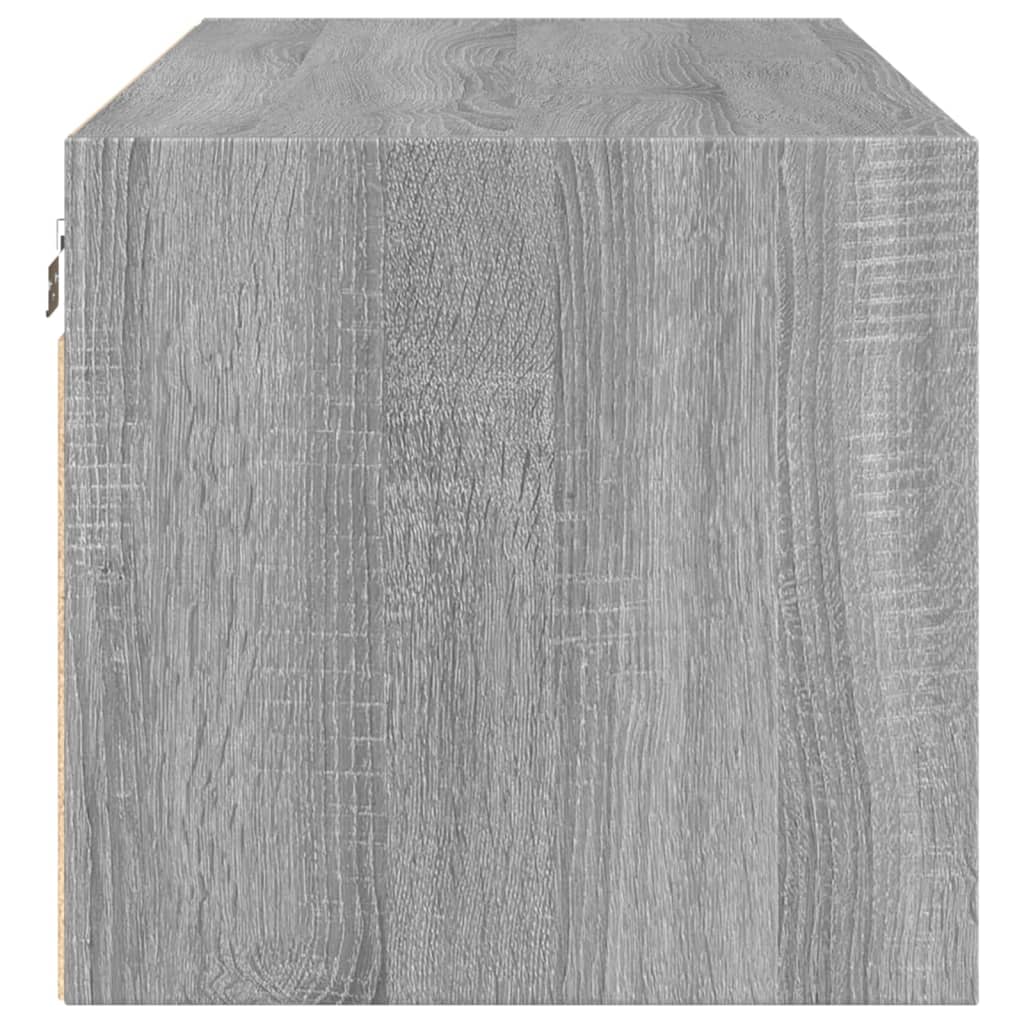 Armário de parede c/ portas de vidro 102x37x35 cm cinza sonoma