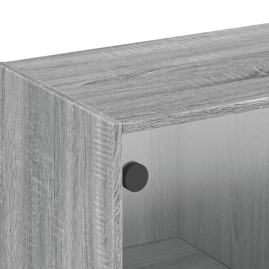 Armário de parede c/ portas de vidro 102x37x35 cm cinza sonoma