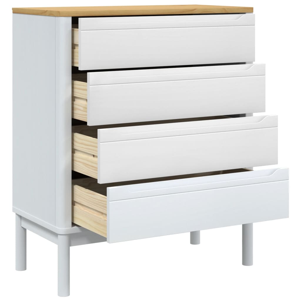 Cómoda FLORO madeira de pinho maciça branco