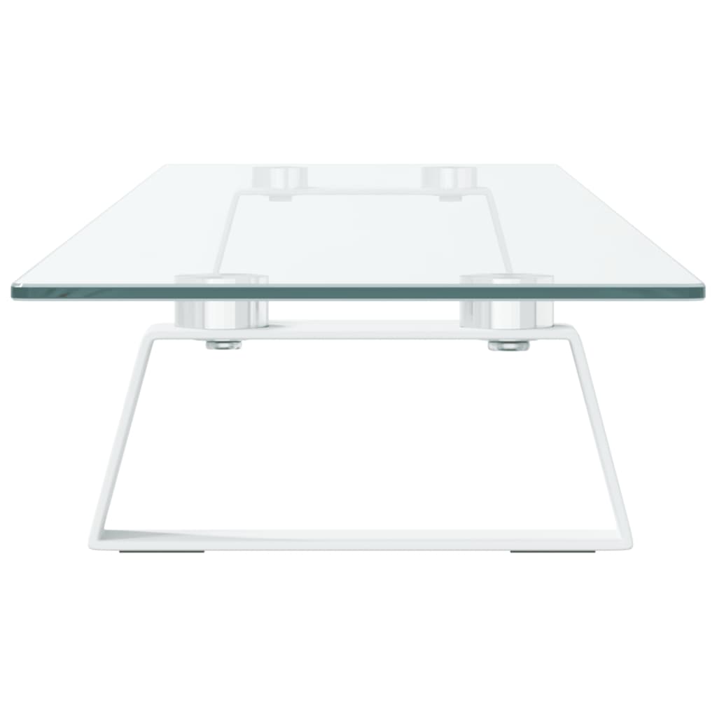 Suporte para monitor 100x20x8 cm vidro temperado e metal branco