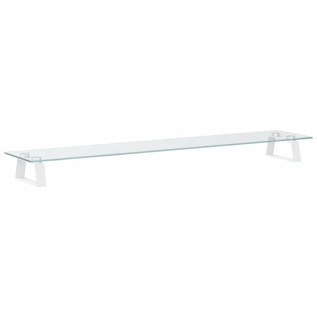 Suporte para monitor 100x20x8 cm vidro temperado e metal branco