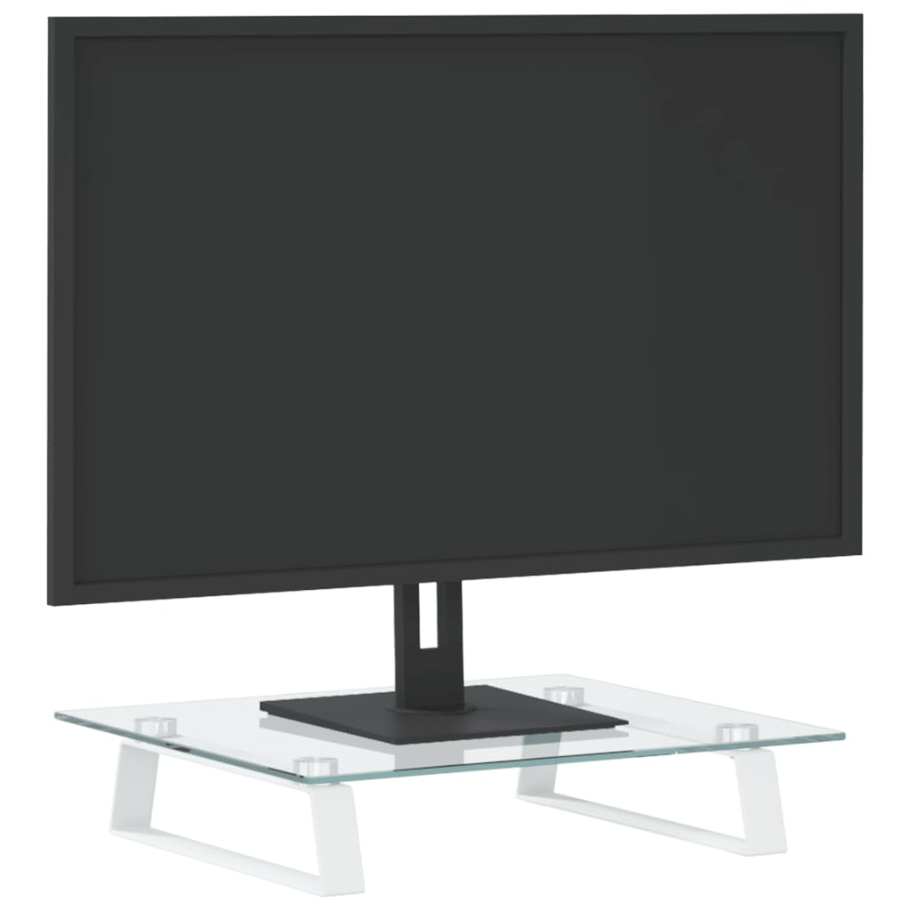 Suporte para monitor 40x35x8 cm vidro temperado e metal branco