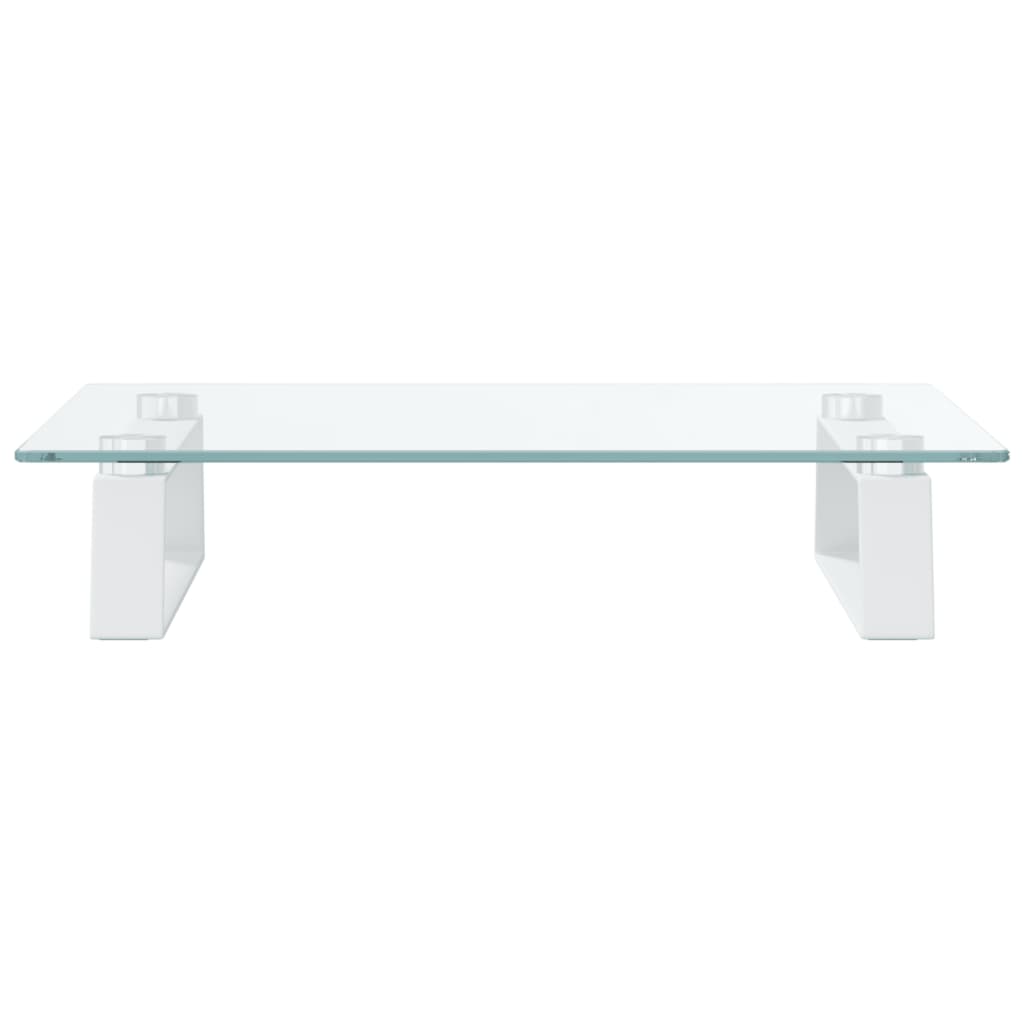 Suporte para monitor 40x35x8 cm vidro temperado e metal branco