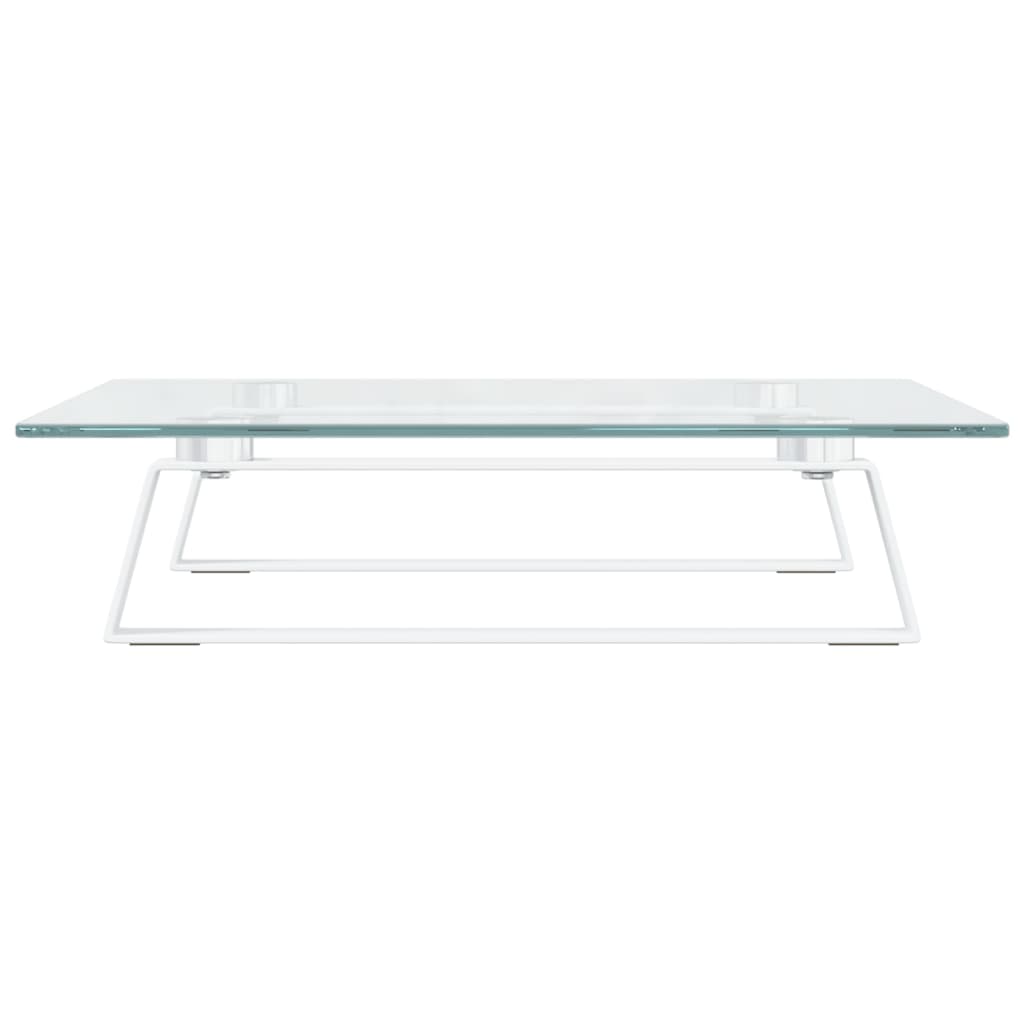 Suporte para monitor 40x35x8 cm vidro temperado e metal branco