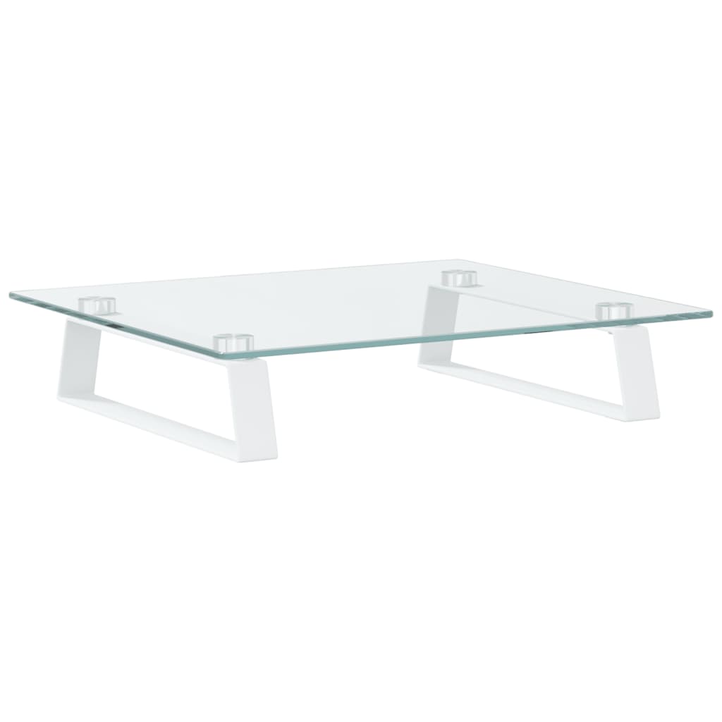 Suporte para monitor 40x35x8 cm vidro temperado e metal branco