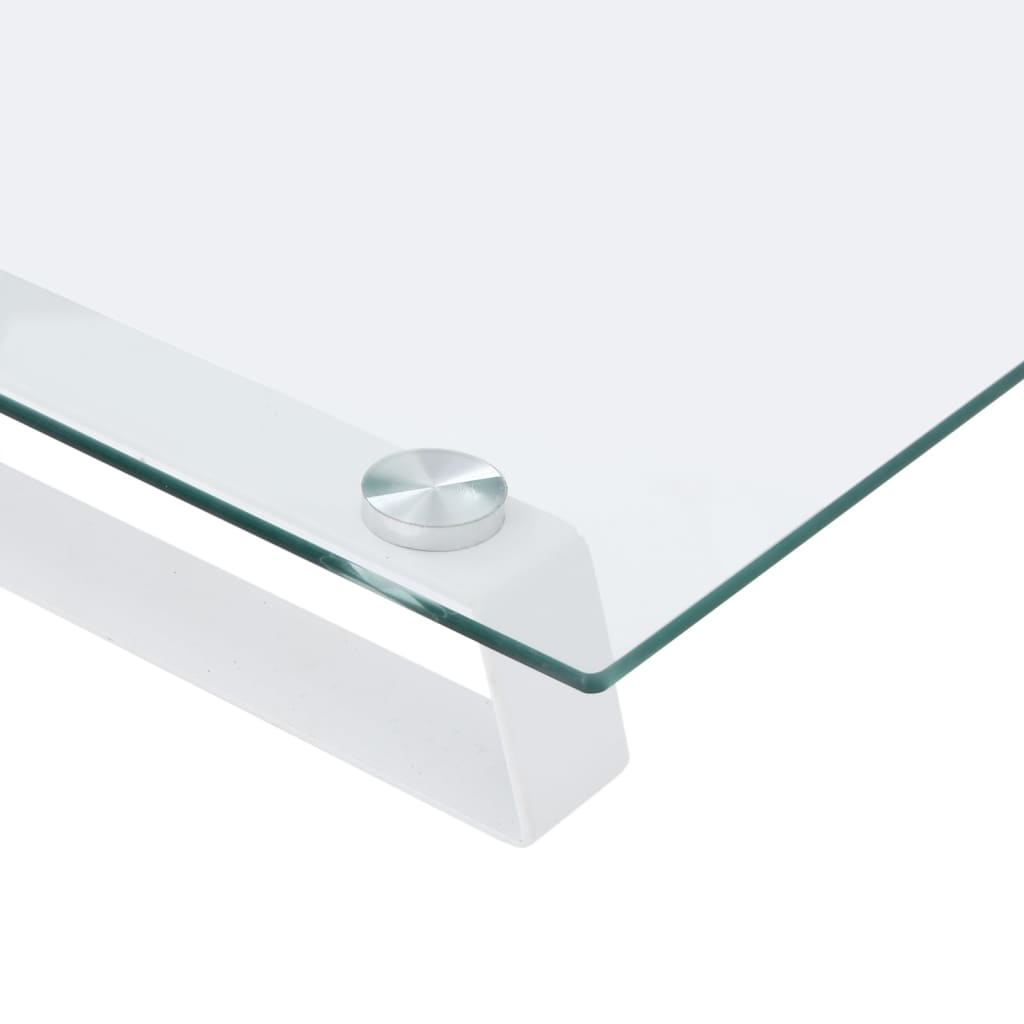 Suporte para monitor 40x35x8 cm vidro temperado e metal branco