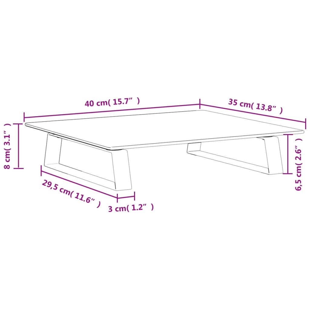 Suporte para monitor 40x35x8 cm vidro temperado e metal branco