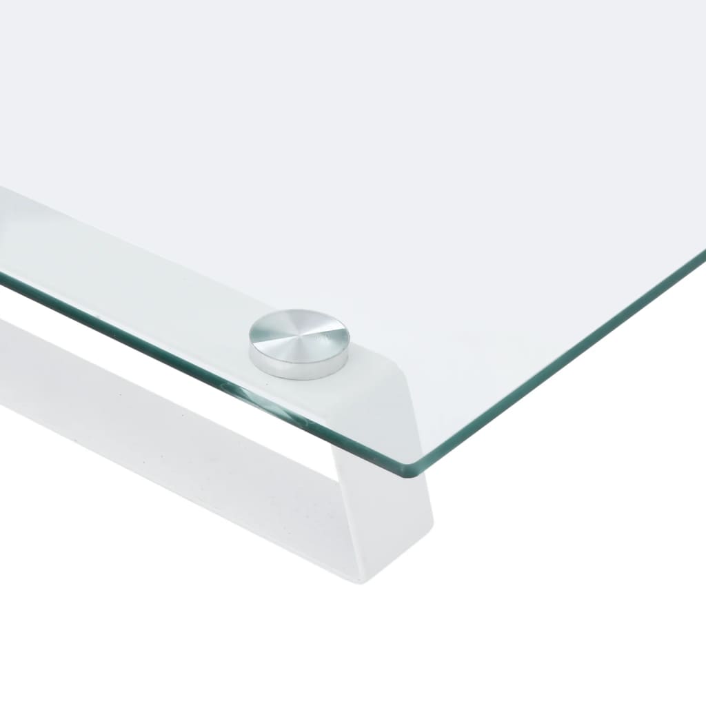 Suporte para monitor 60x35x8 cm vidro temperado e metal branco