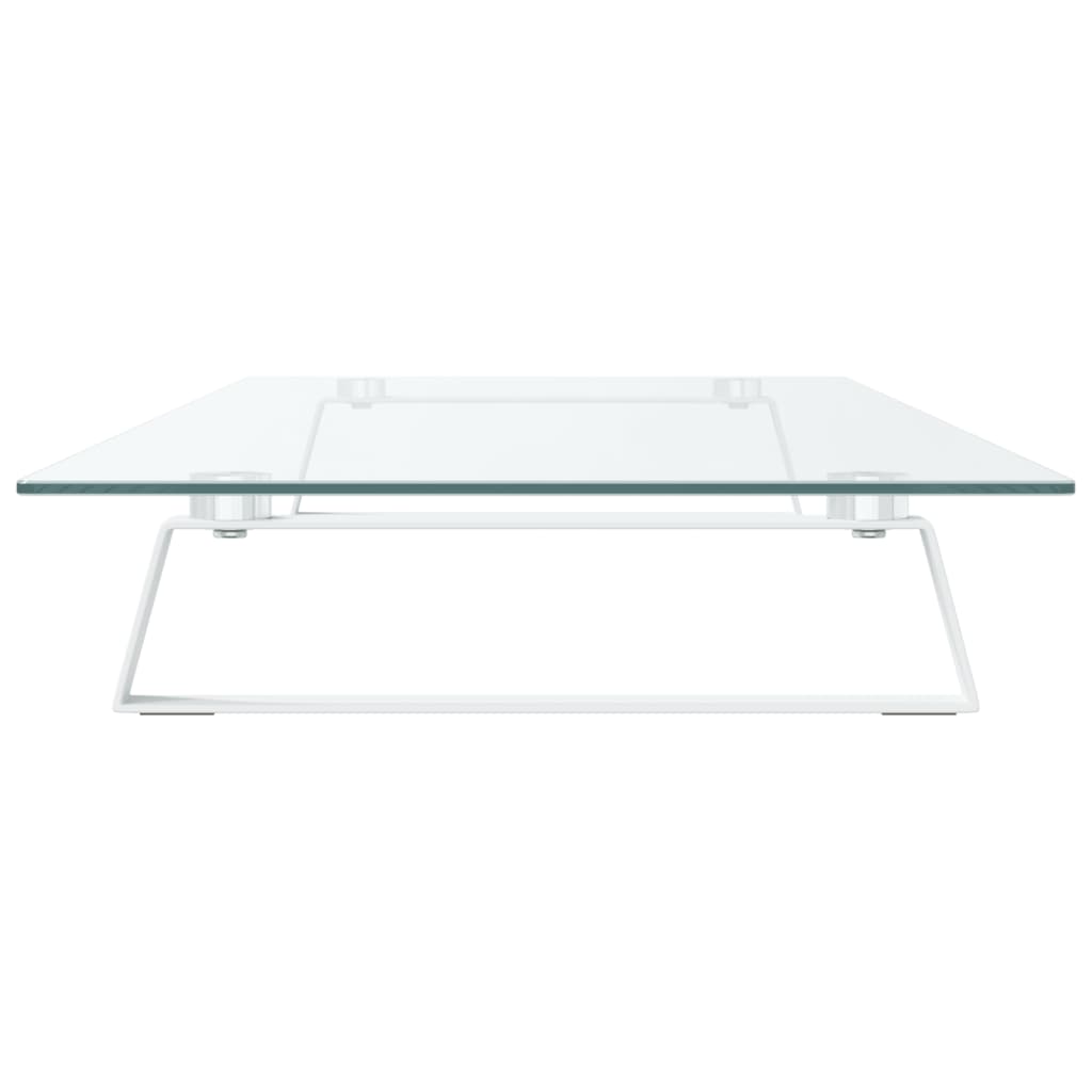 Suporte para monitor 100x35x8 cm vidro temperado e metal branco
