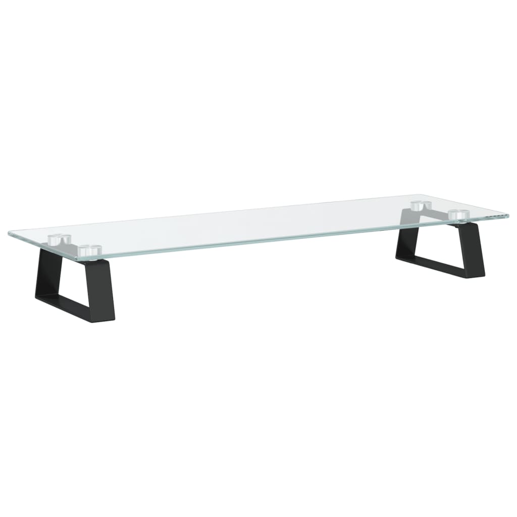 Suporte para monitor 60x20x8 cm vidro temperado e metal preto