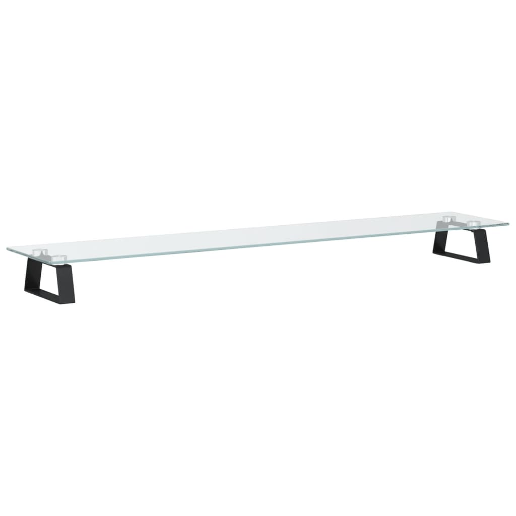 Suporte para monitor 100x20x8 cm vidro temperado e metal preto