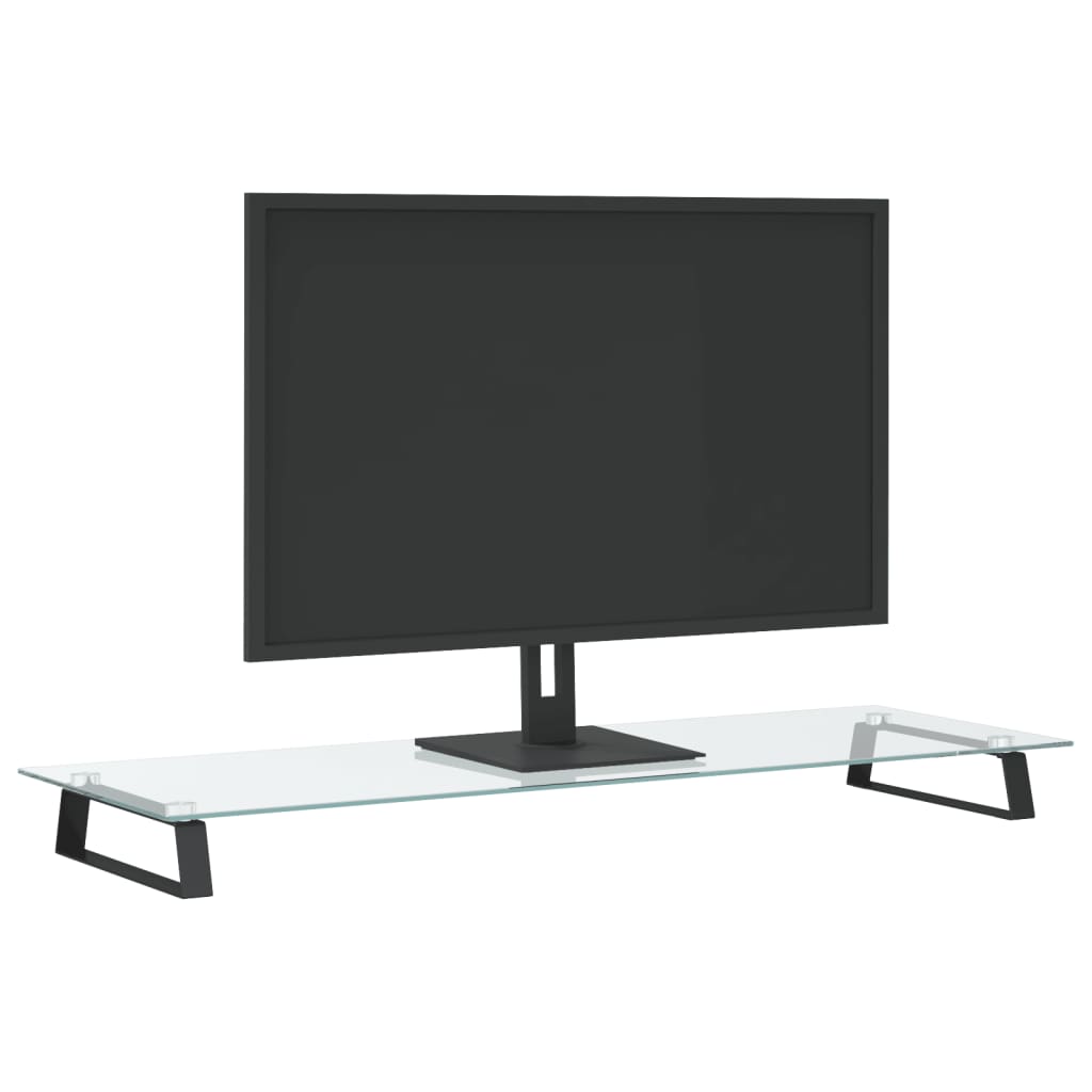 Suporte para monitor 100x35x8 cm vidro temperado e metal preto