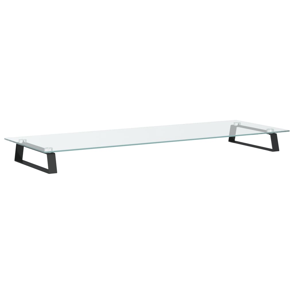 Suporte para monitor 100x35x8 cm vidro temperado e metal preto
