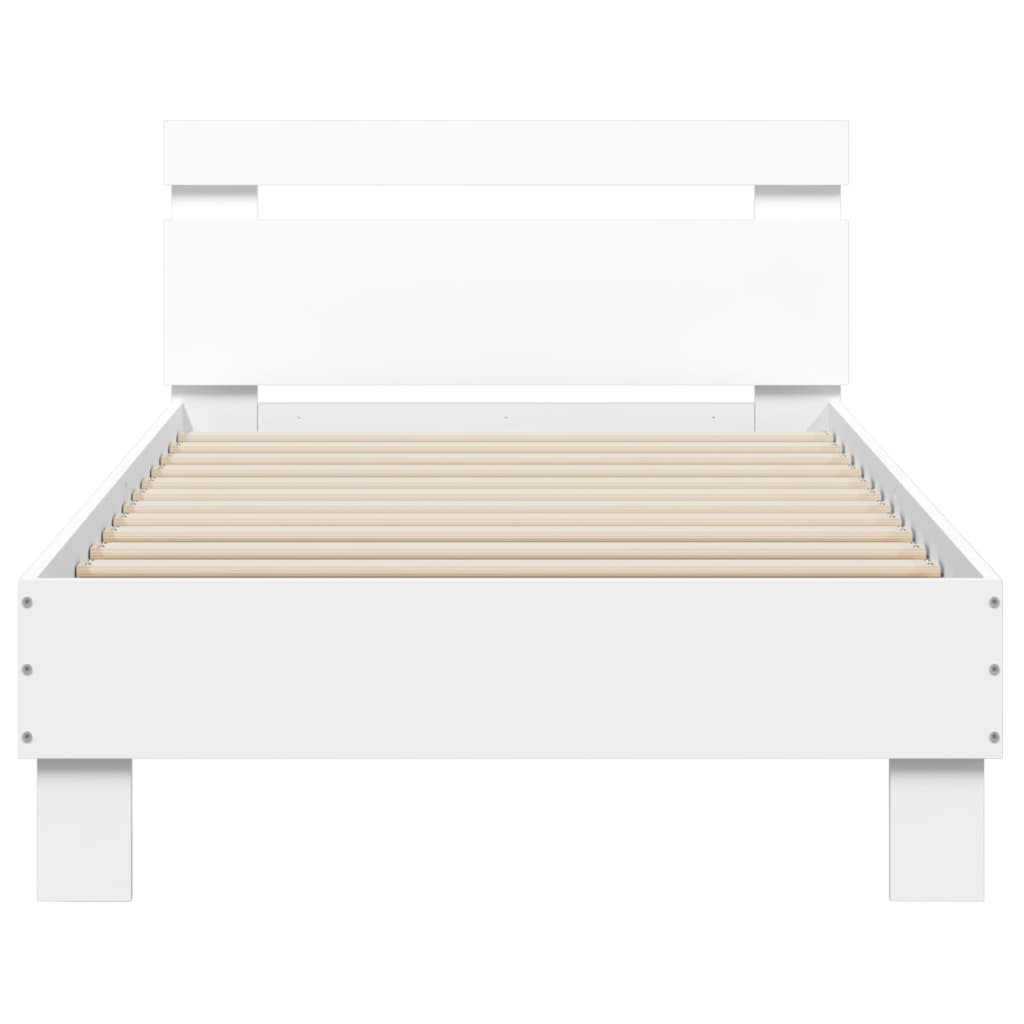 Estrutura de cama c/ cabeceira 90x190 cm deriv. madeira branco