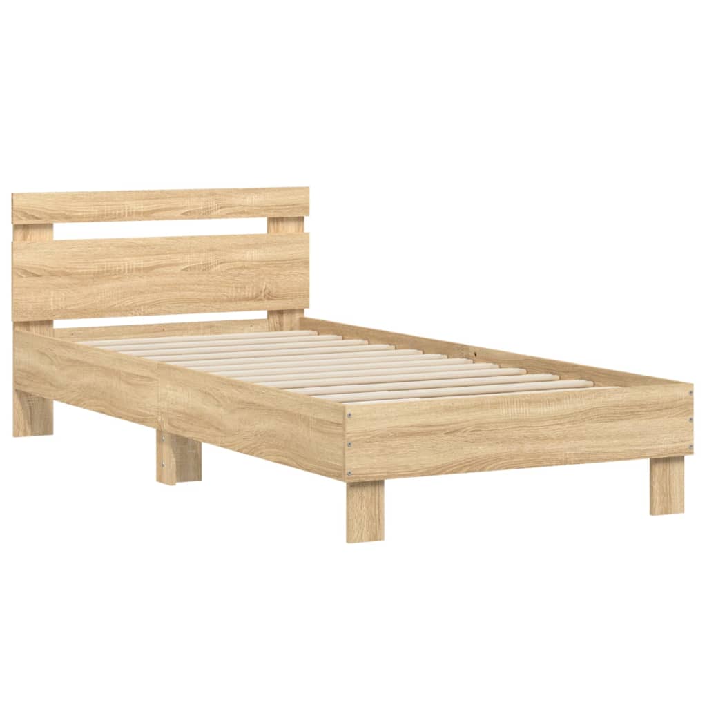 Cama sem colchão com cabeceira 90x190 cm carvalho sonoma