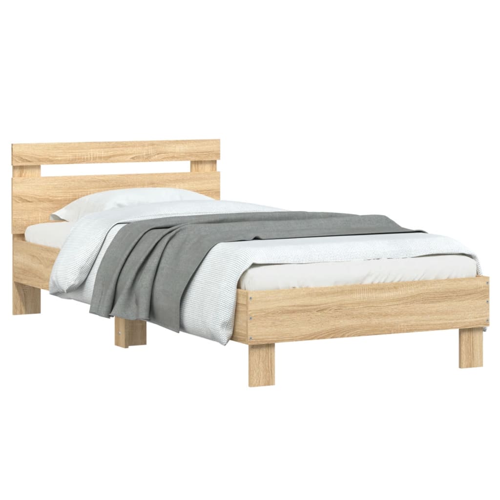 Cama sem colchão com cabeceira 90x190 cm carvalho sonoma