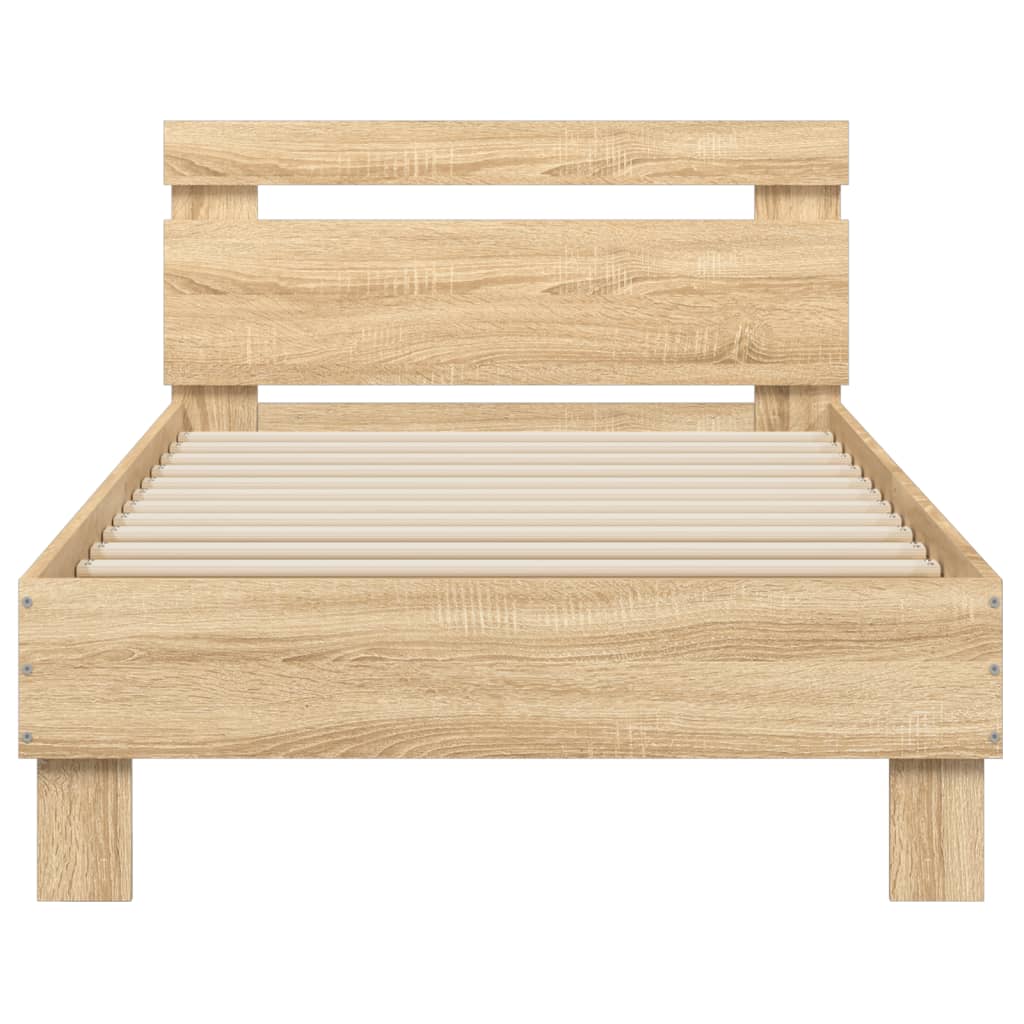 Cama sem colchão com cabeceira 90x190 cm carvalho sonoma