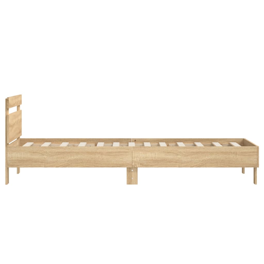 Cama sem colchão com cabeceira 90x190 cm carvalho sonoma