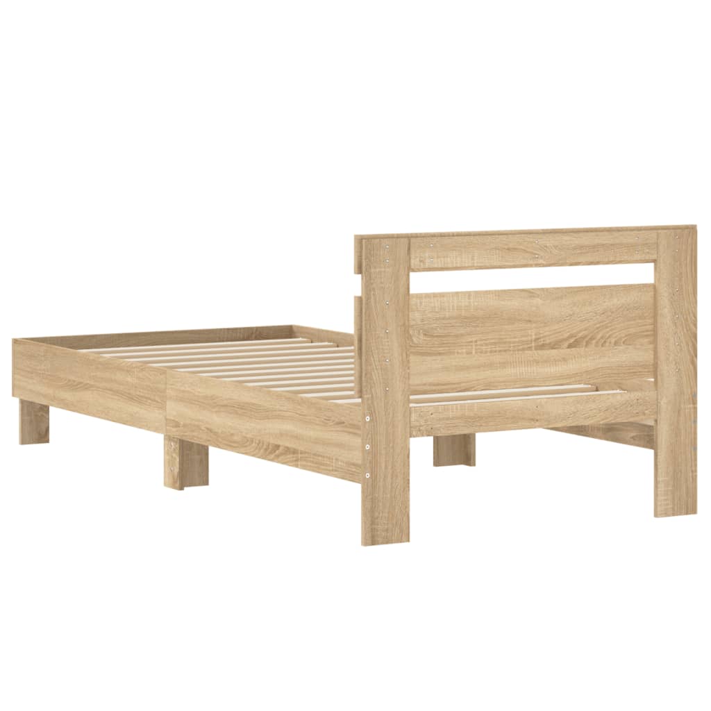 Cama sem colchão com cabeceira 90x190 cm carvalho sonoma