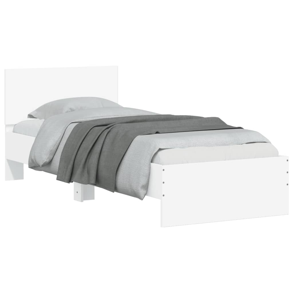 Estrutura de cama c/ cabeceira 90x190 cm deriv. madeira branco