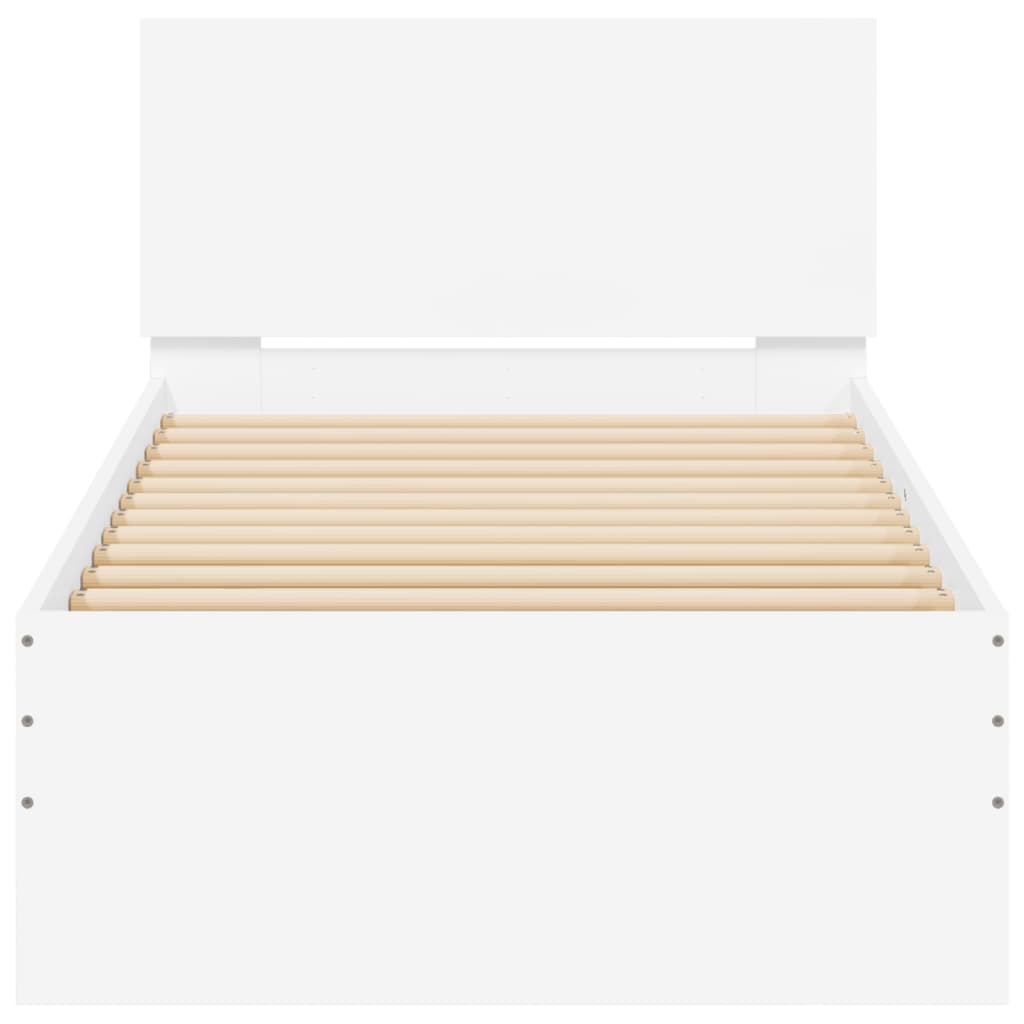 Estrutura de cama c/ cabeceira 90x190 cm deriv. madeira branco