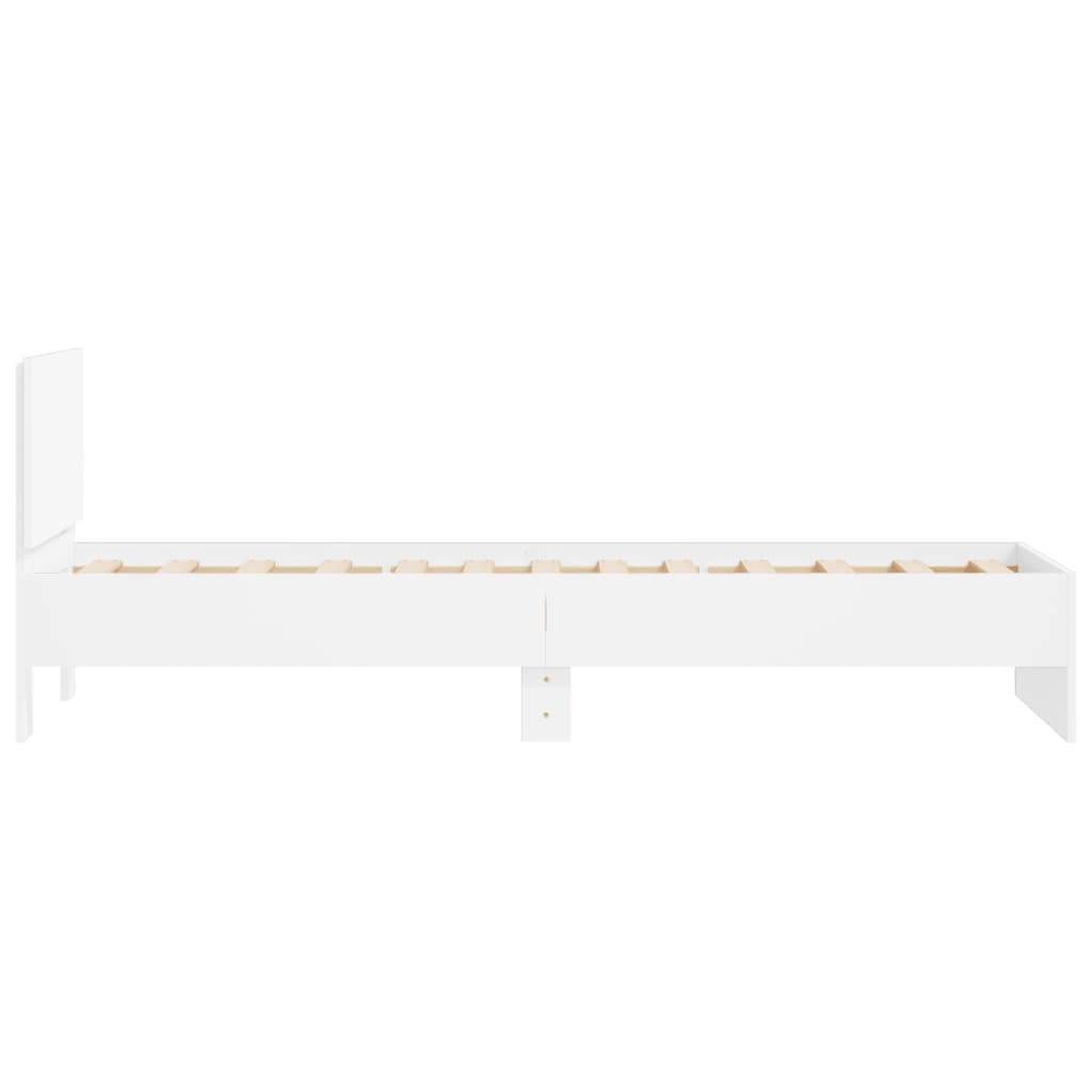 Estrutura de cama c/ cabeceira 90x190 cm deriv. madeira branco