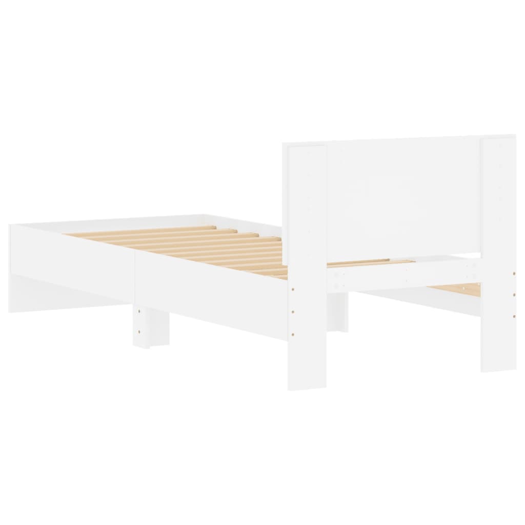 Estrutura de cama c/ cabeceira 90x190 cm deriv. madeira branco
