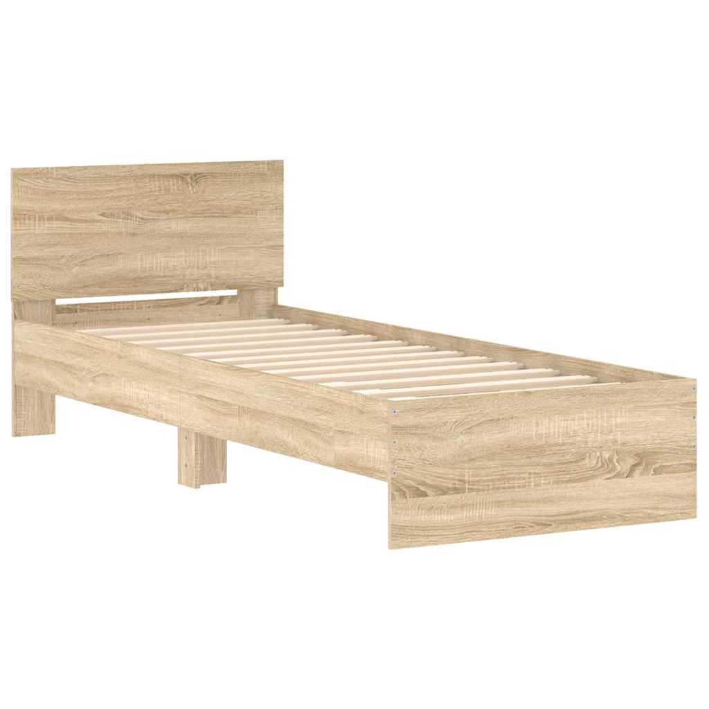 Cama sem colchão com cabeceira 90x190 cm carvalho sonoma