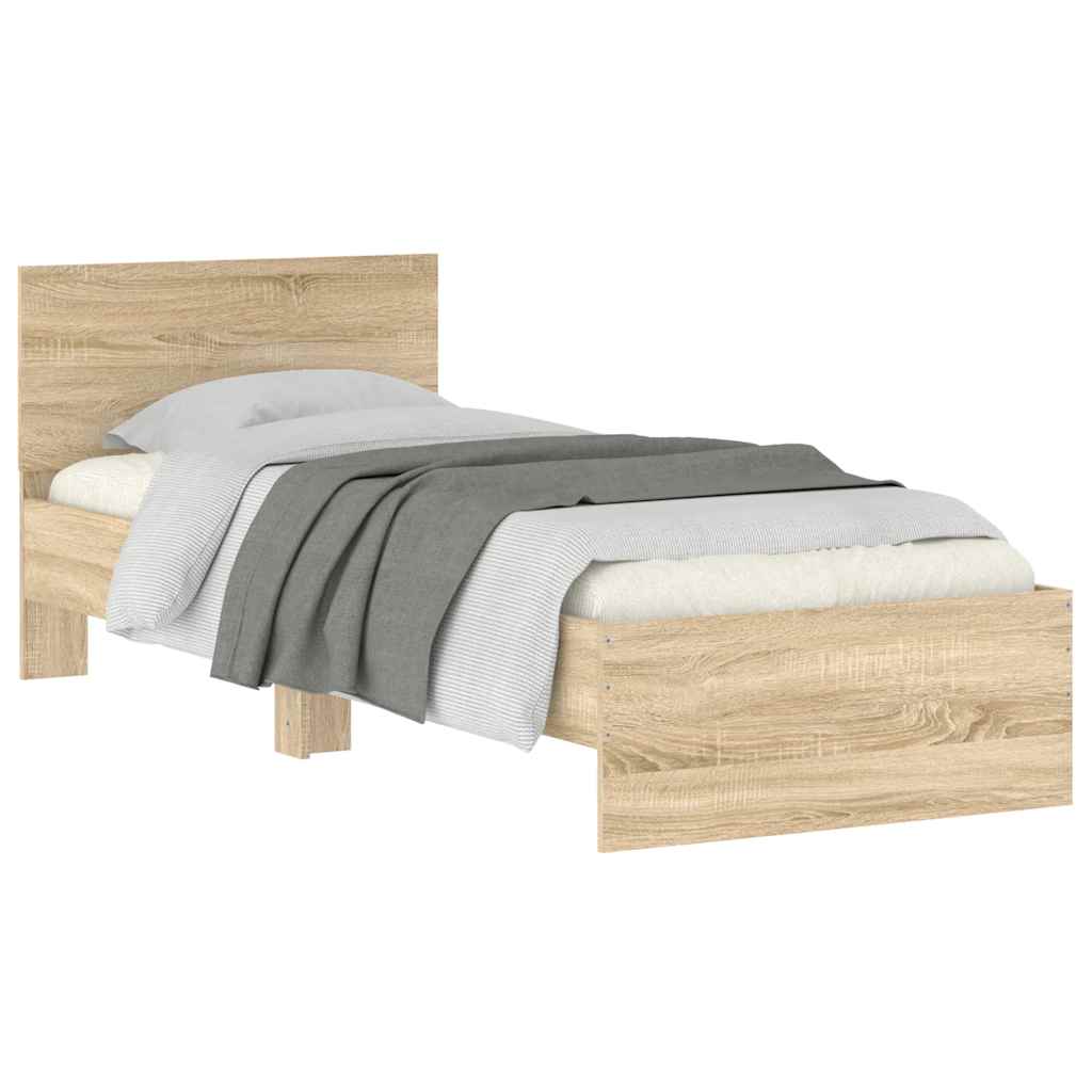 Cama sem colchão com cabeceira 90x190 cm carvalho sonoma