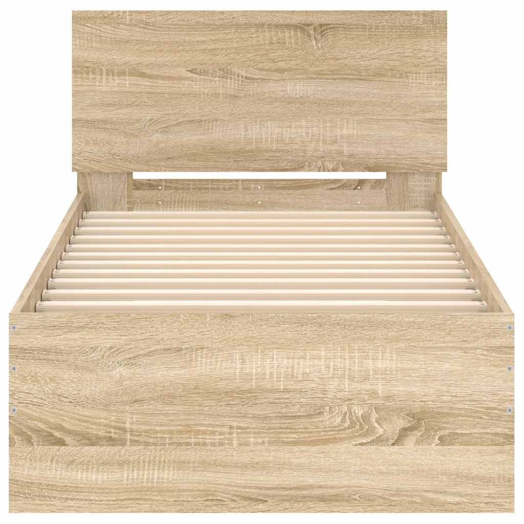 Cama sem colchão com cabeceira 90x190 cm carvalho sonoma
