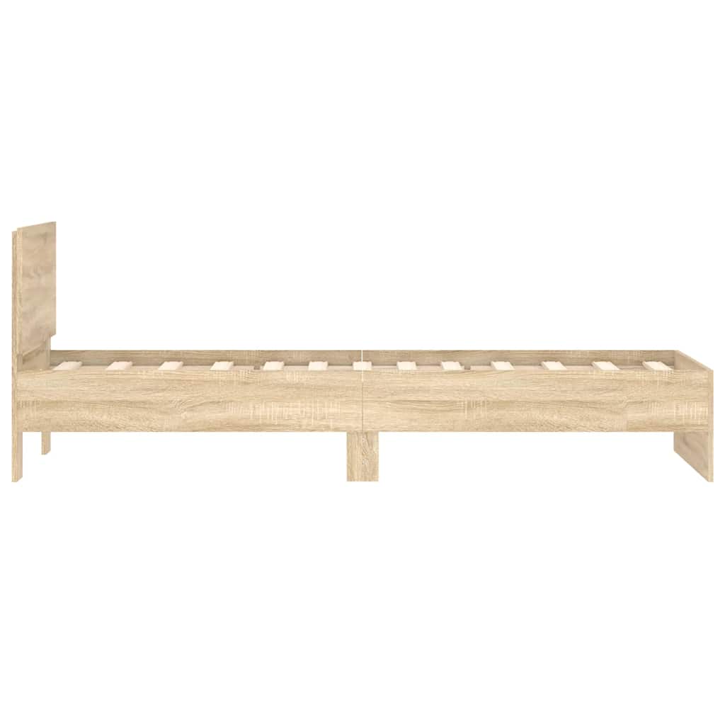 Cama sem colchão com cabeceira 90x190 cm carvalho sonoma
