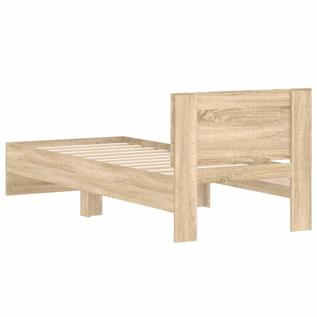 Cama sem colchão com cabeceira 90x190 cm carvalho sonoma