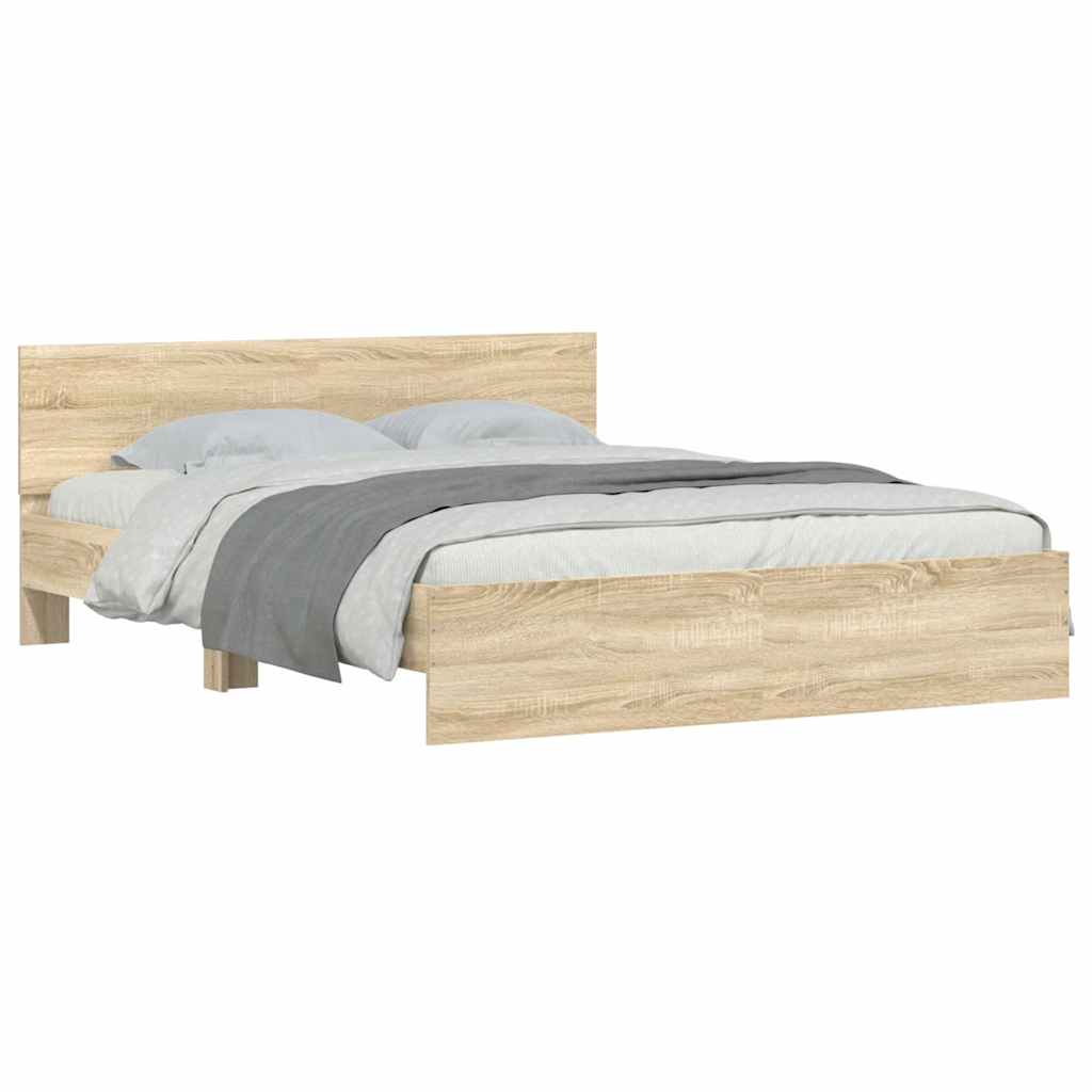 Estrutura de cama com cabeceira 140x190 cm carvalho sonoma