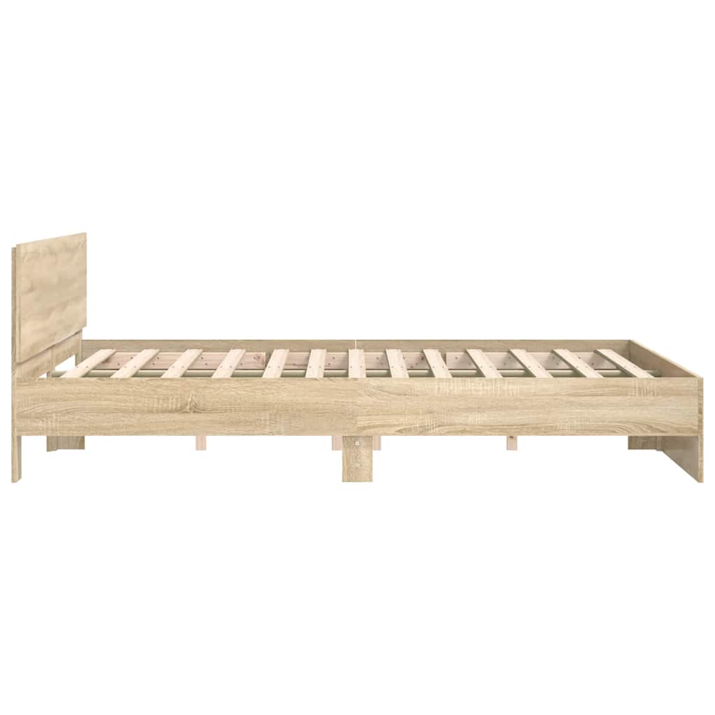 Estrutura de cama com cabeceira 140x190 cm carvalho sonoma