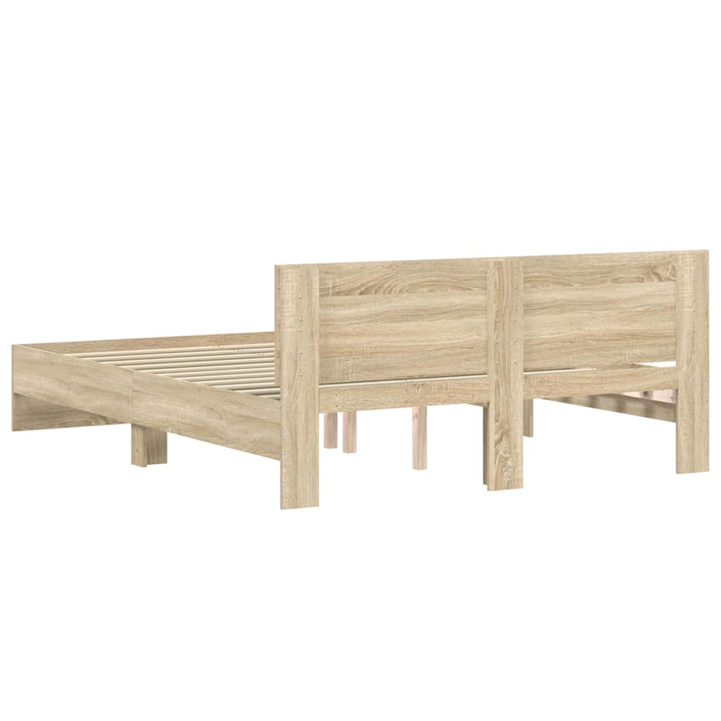 Estrutura de cama com cabeceira 140x190 cm carvalho sonoma