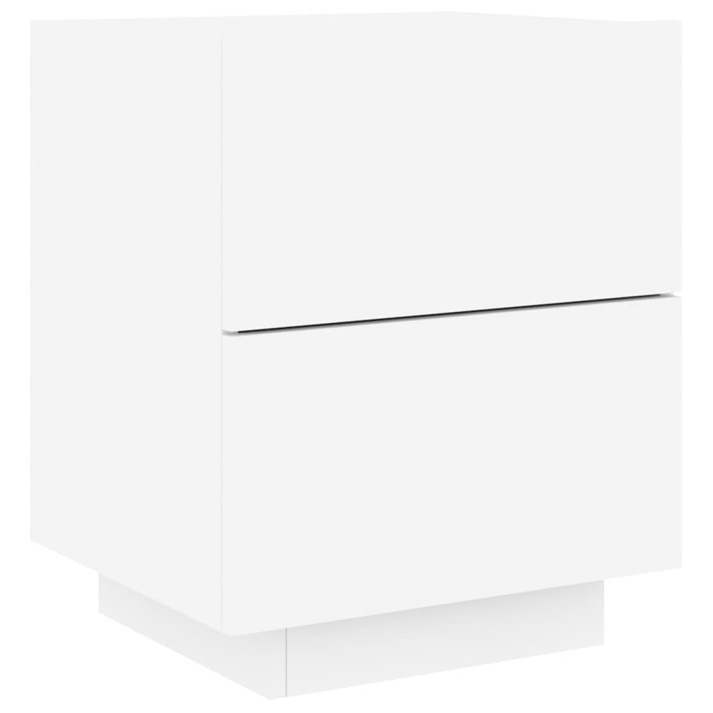 Mesa de cabeceira com luzes LED derivados de madeira branco
