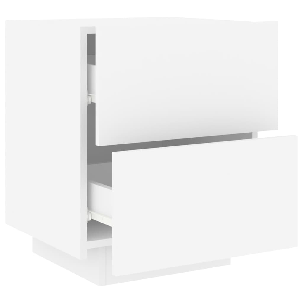 Mesa de cabeceira com luzes LED derivados de madeira branco