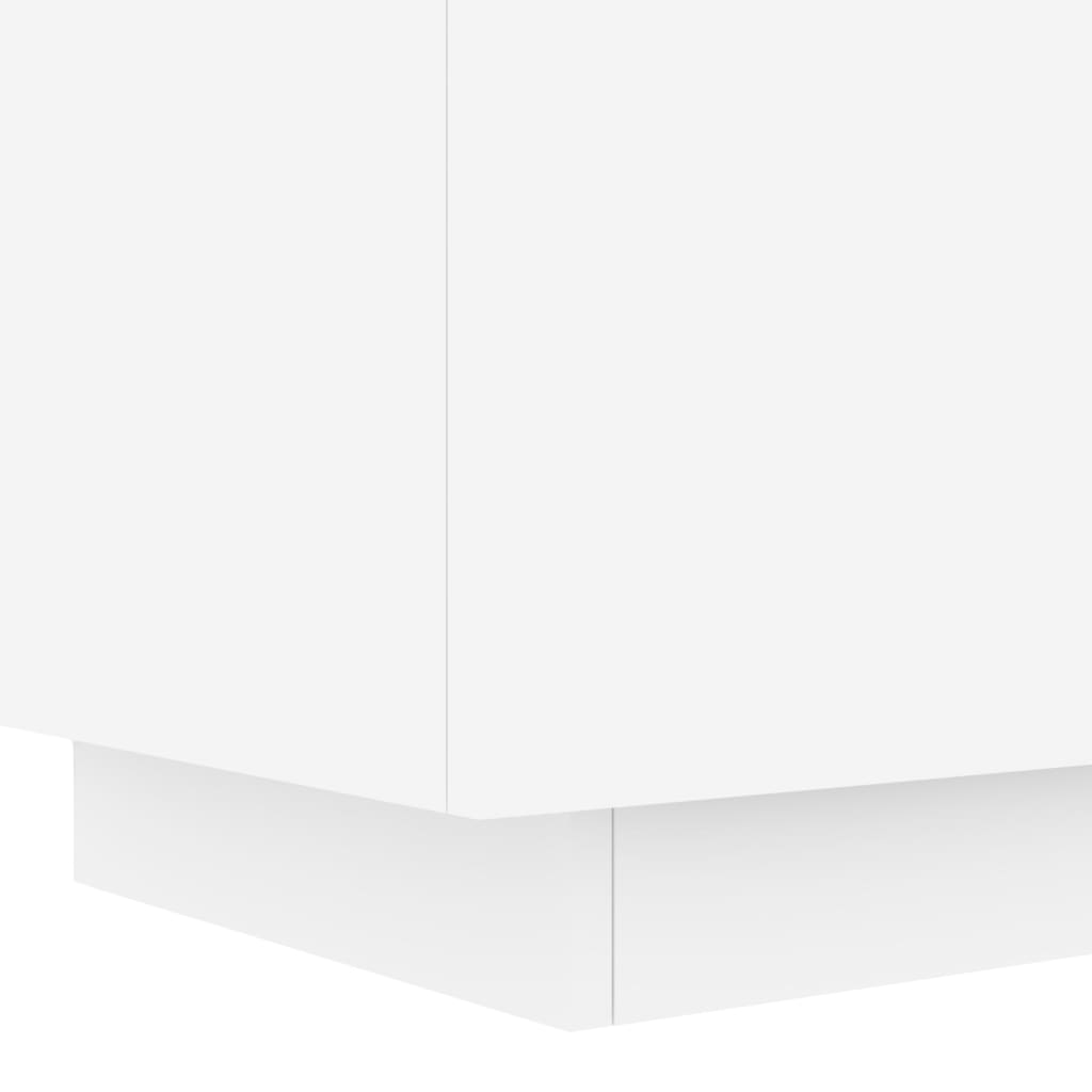 Mesa de cabeceira com luzes LED derivados de madeira branco