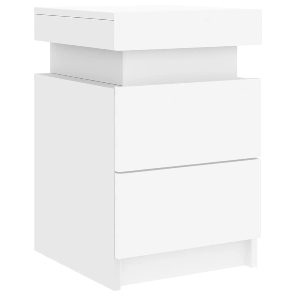 Mesas de cabeceira com luzes LED 2 pcs 35x39x55 cm branco