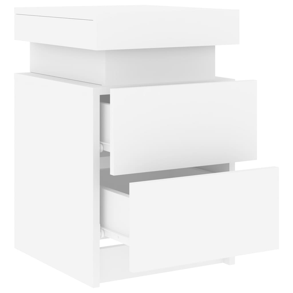 Mesas de cabeceira com luzes LED 2 pcs 35x39x55 cm branco