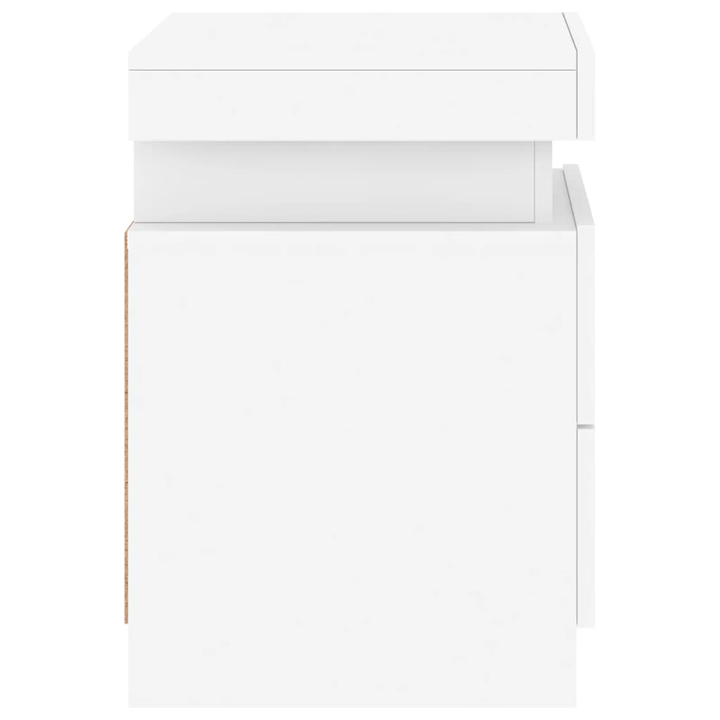 Mesas de cabeceira com luzes LED 2 pcs 35x39x55 cm branco