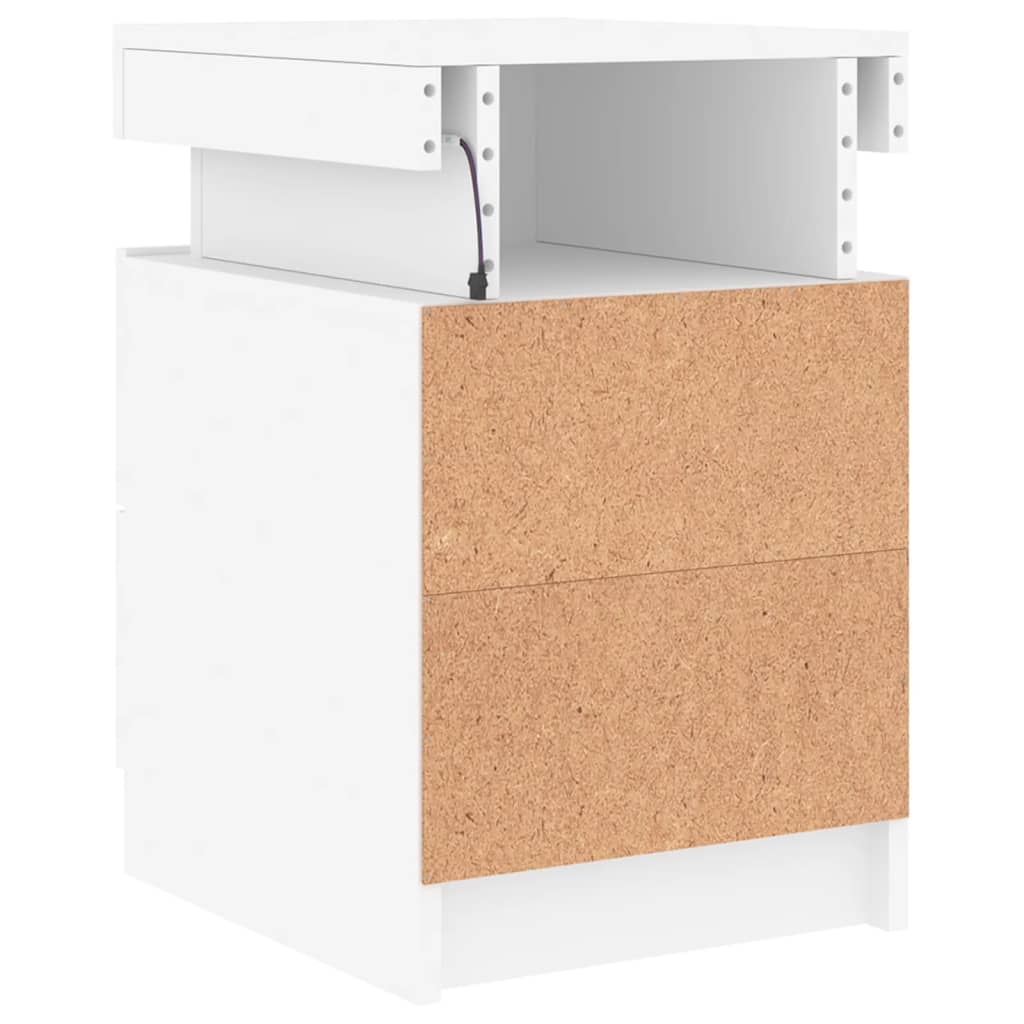 Mesas de cabeceira com luzes LED 2 pcs 35x39x55 cm branco