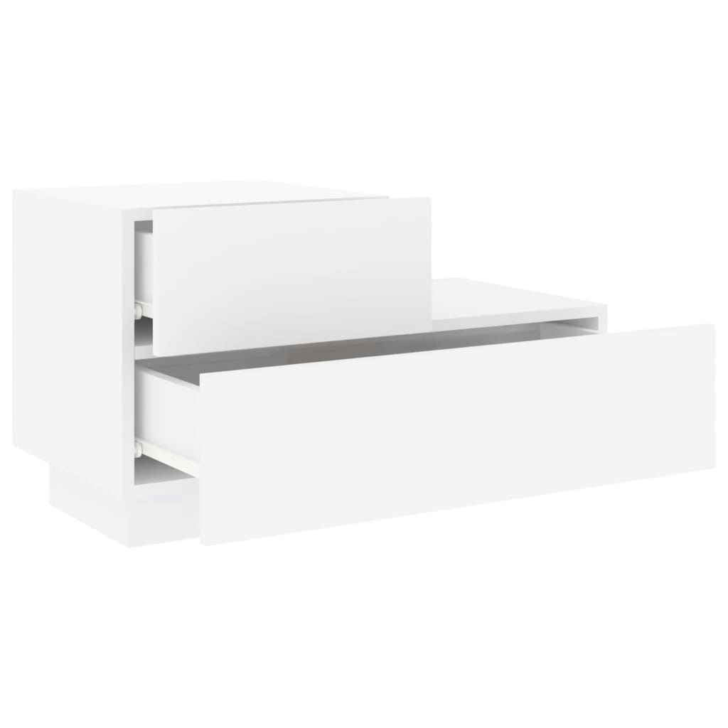 Mesa de cabeceira com luzes LED 70x36x40,5 cm branco