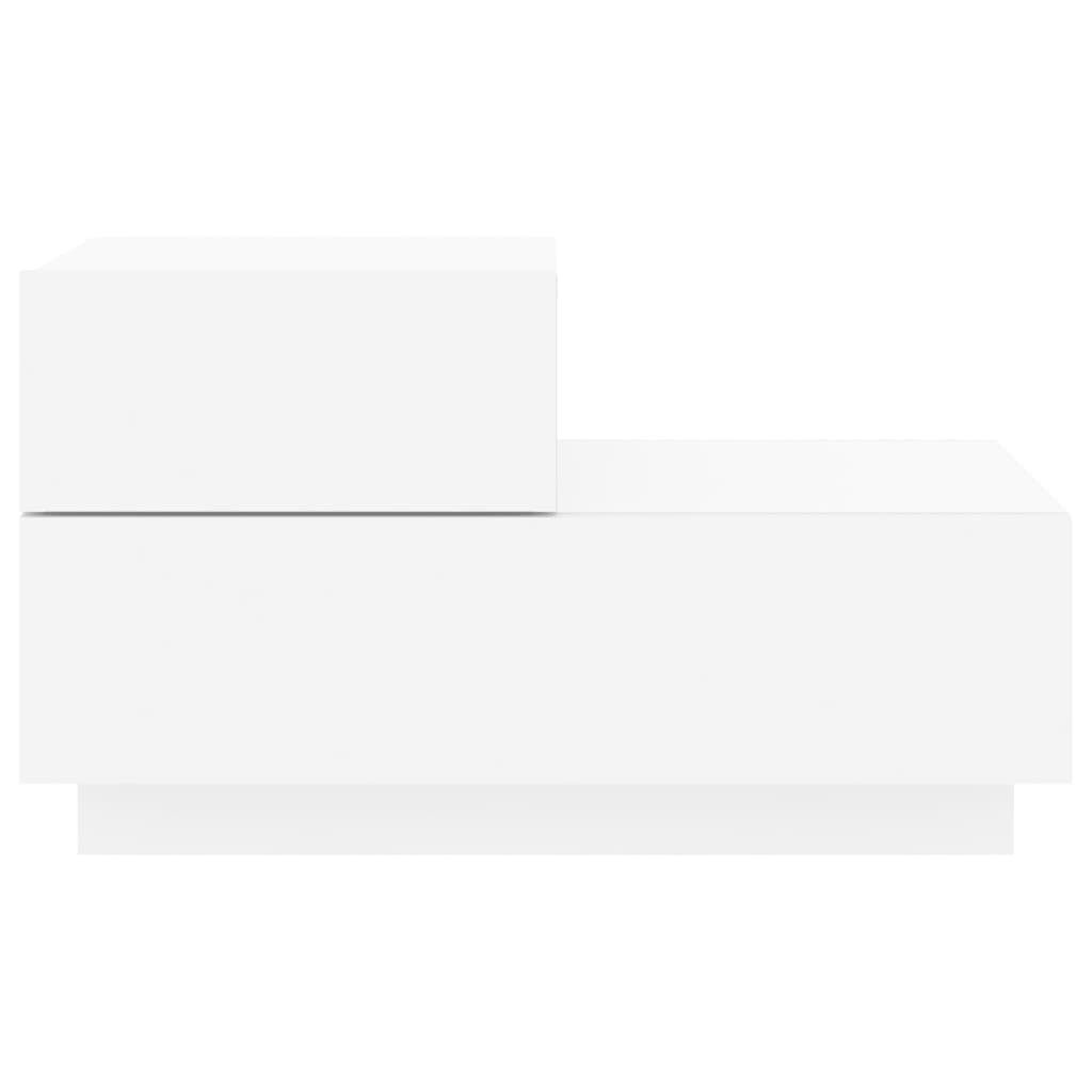 Mesa de cabeceira com luzes LED 70x36x40,5 cm branco