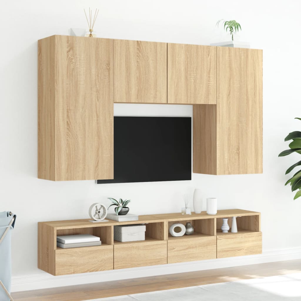 Móveis parede TV 2pcs 80x30x30cm deriv. madeira carvalho sonoma