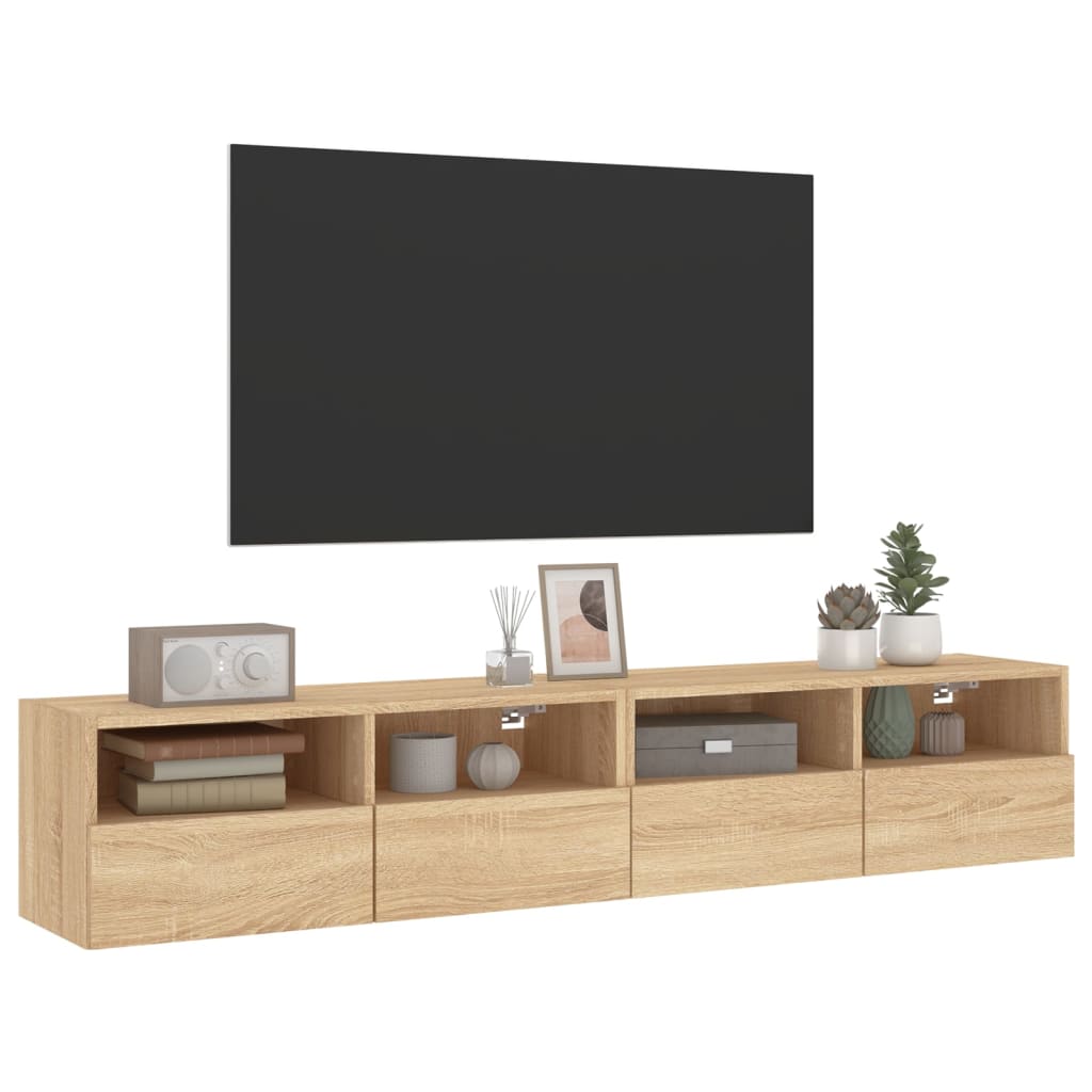 Móveis parede TV 2pcs 80x30x30cm deriv. madeira carvalho sonoma