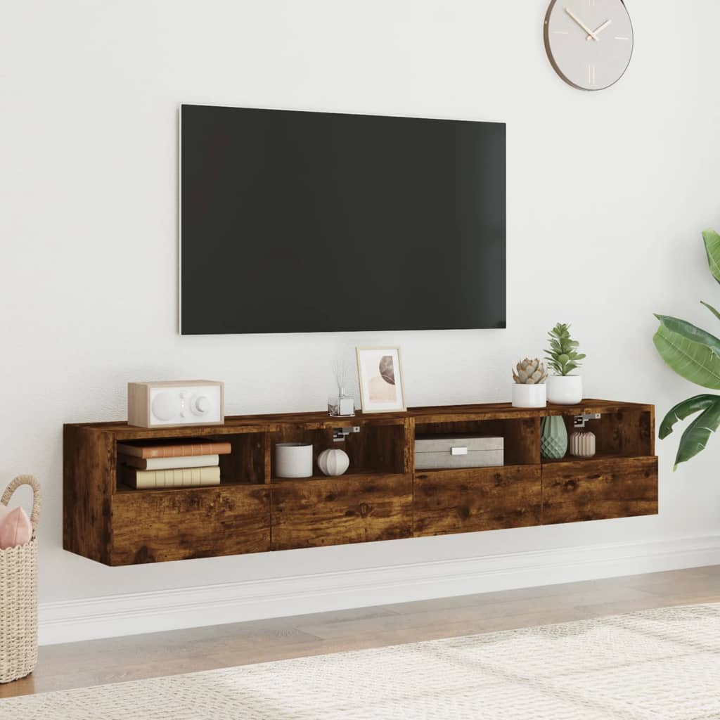 Móveis parede TV 2pcs 80x30x30cm deriv. madeira carvalho fumado